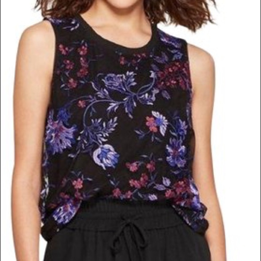 Target a new day black sleeveless top embroidery mesh overlay lace large - Picture 16 of 16
